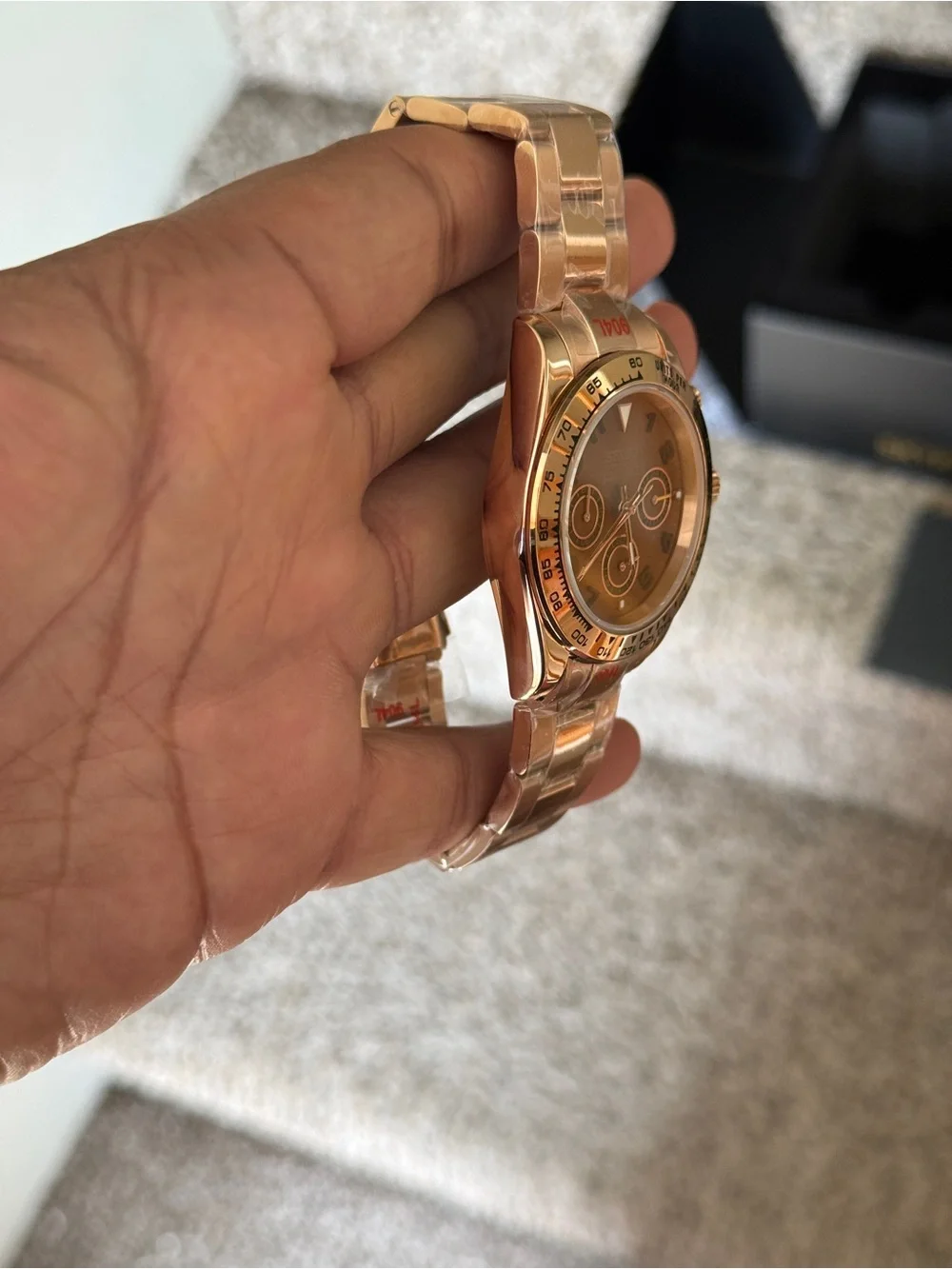 Seiko mod Rose Gold Chronograph with chocolate dial Men's Watch